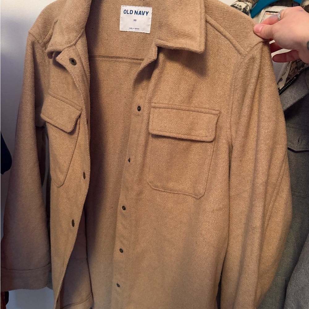 Old Navy Women's Light Brown Shirt Jacket - heavy weight